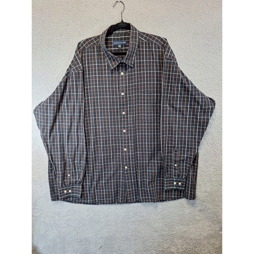 Siegfried & Company Shirt Mens 4XLT Black Plaid Cotton Business Casual Collar